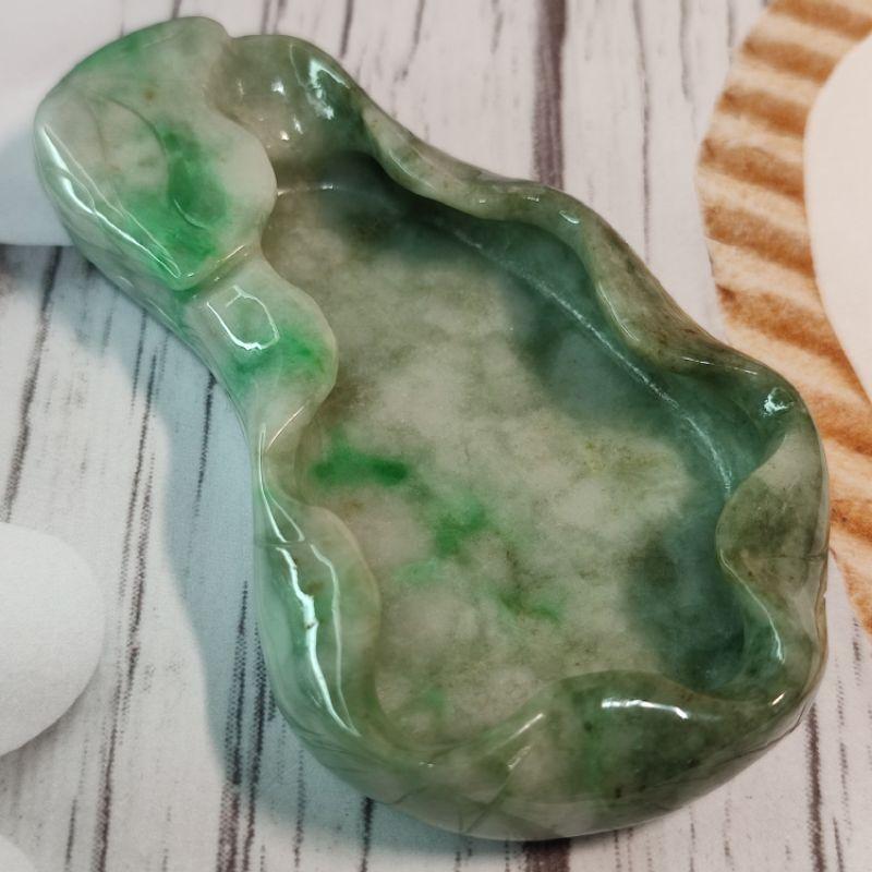 ☘️ 荷包滿滿☘️天然緬甸玉A貨翡翠-精雕 荷葉 筆洗/墨碟/筆擱 擺件 現貨優惠特價【92jade遇見善緣】翡翠筆洗-細節圖7