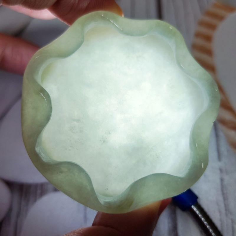 ☘️ 荷包滿滿☘️天然緬甸玉A貨翡翠-精雕 荷葉 筆洗/墨碟/筆擱 擺件 現貨優惠特價【92jade遇見善緣】翡翠筆洗-細節圖8