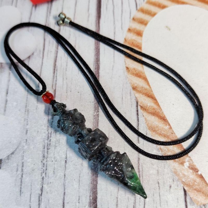 🏔️不生不滅🏔️天然緬甸玉A貨翡翠-烏雞 立體精雕 法器 金剛杵/降魔杵 現貨特價【92jade 遇見善緣】烏雞翡翠-細節圖9