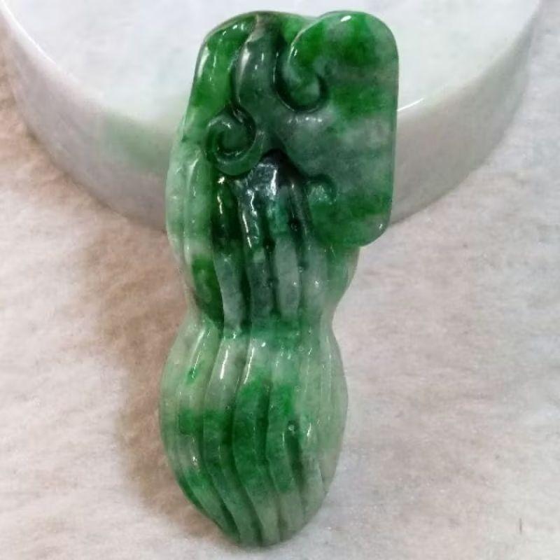 🥜好事發生🥜天然緬甸玉 A貨 翡翠 辣綠 花青 立體精雕 花生 如意【92jade 遇見善緣】現貨特惠 玉花生-細節圖5