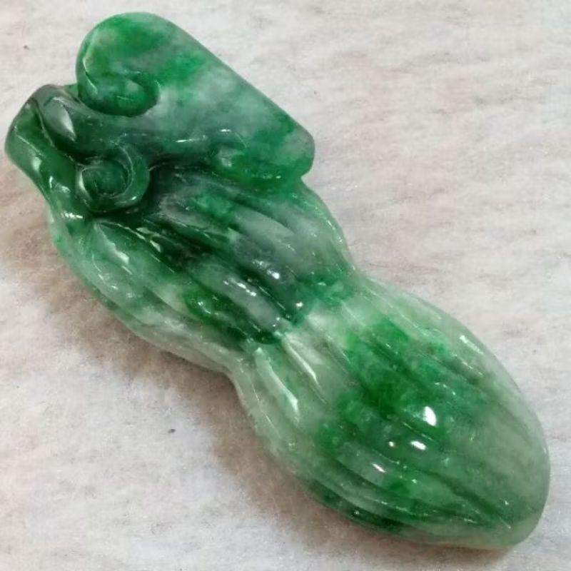 🥜好事發生🥜天然緬甸玉 A貨 翡翠 辣綠 花青 立體精雕 花生 如意【92jade 遇見善緣】現貨特惠 玉花生-細節圖6