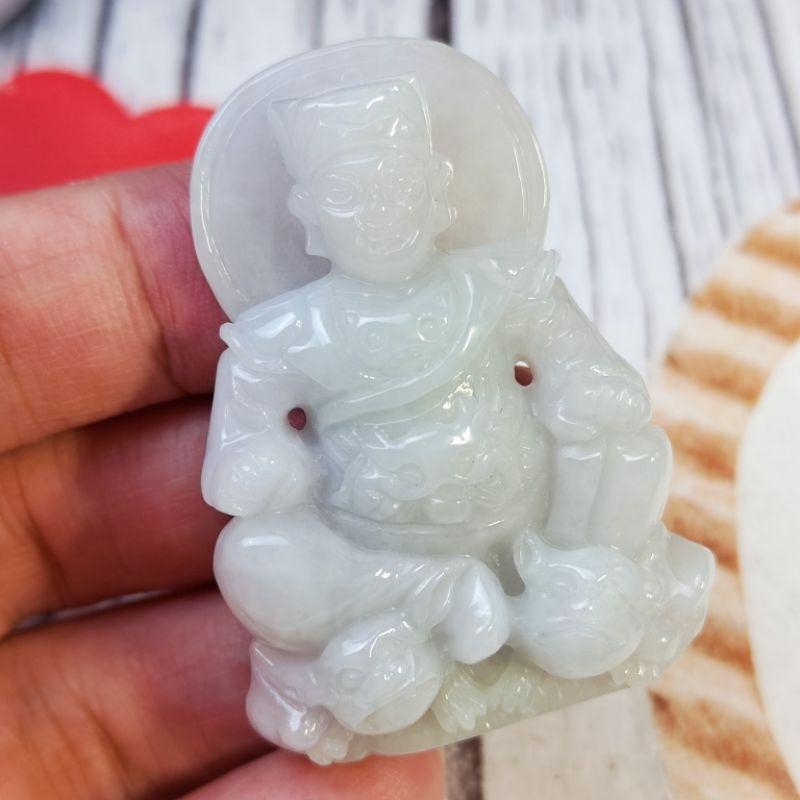 ☯️廣澤尊王☯️天然緬甸玉A貨翡翠-糯冰 厚裝精雕 廣澤尊王、保安廣澤尊王、翹腳仔神、聖王公【92jade 遇見善緣】-細節圖4