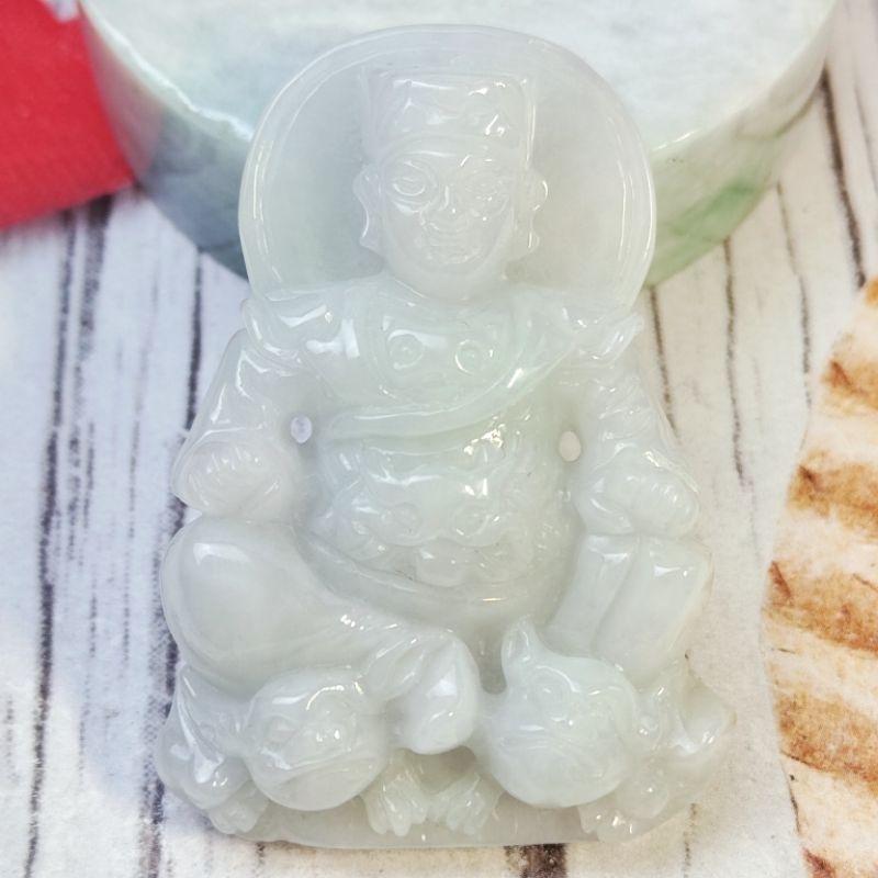 ☯️廣澤尊王☯️天然緬甸玉A貨翡翠-糯冰 厚裝精雕 廣澤尊王、保安廣澤尊王、翹腳仔神、聖王公【92jade 遇見善緣】-細節圖7