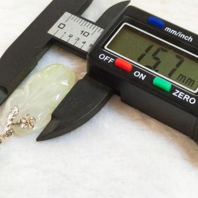 🍃一葉致富🍃天然緬甸玉 A貨翡翠-白冰 精雕 葉子 項鍊-細節圖8