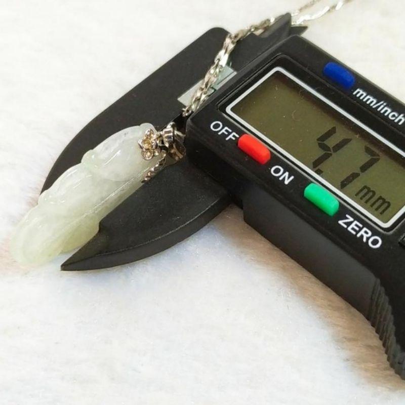 🍃一葉致富🍃天然緬甸玉 A貨翡翠-白冰 精雕 葉子 項鍊-細節圖9