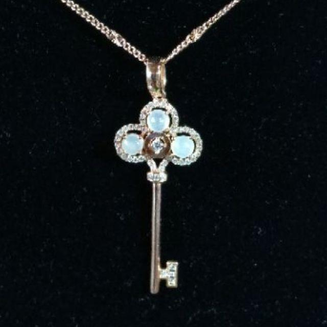 🗝️開啟心靈🗝️天然緬甸玉 A貨翡翠-白冰 蛋面 鑲925銀 鍍玫瑰金墬 項鍊 現貨實拍優惠特價-細節圖2