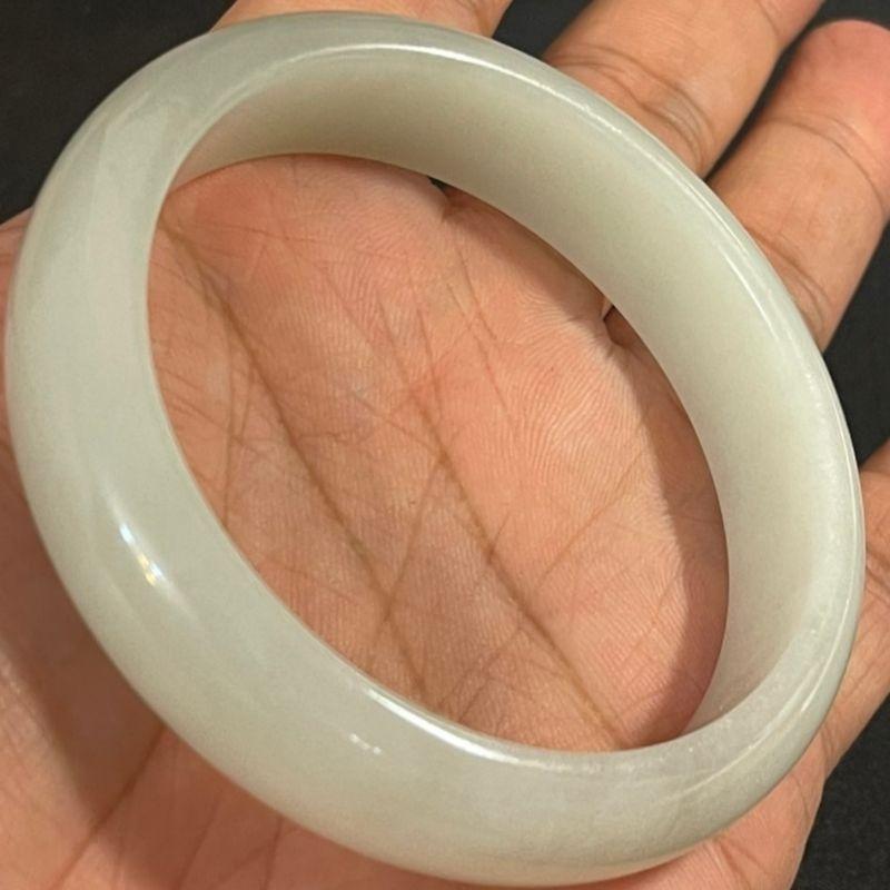 💠大圈口貴婦平安鐲💠天然緬甸玉A貨翡翠-21圍 淡底色 大手圍 手鐲 手環 玉鐲 翡翠手鐲 附國際寶石鑑定證書母親節禮物-細節圖5