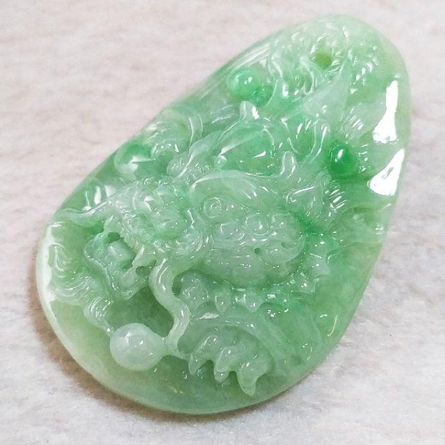 🐉龍行天下🐉天然緬甸玉 A貨翡翠-冰飄綠花 精雕 龍 龍牌 現貨特價 翡翠龍牌 龍牌玉佩 龍牌玉墬 龍牌吊墬 龍牌項鍊-細節圖4