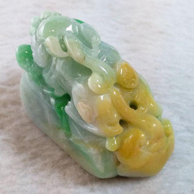👑招財開運👑天然緬甸玉 A貨翡翠-三彩 立體精雕 貔貅 小擺件/手把件 現貨特惠【92jade 遇見善緣】-細節圖5