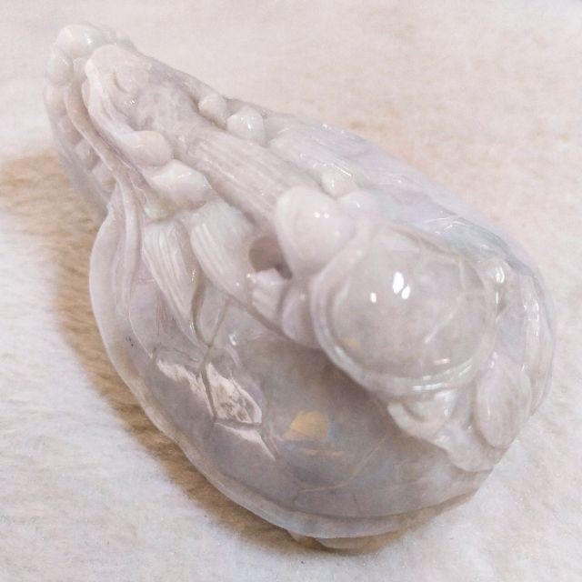 🐉衣錦榮歸🐢天然緬甸玉 A貨翡翠-紫底 立體精雕 母子龍龜 擺件【92jade 遇見善緣】現貨特惠-細節圖2