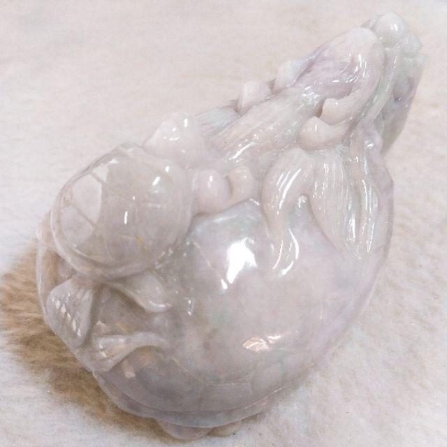 🐉衣錦榮歸🐢天然緬甸玉 A貨翡翠-紫底 立體精雕 母子龍龜 擺件【92jade 遇見善緣】現貨特惠-細節圖5