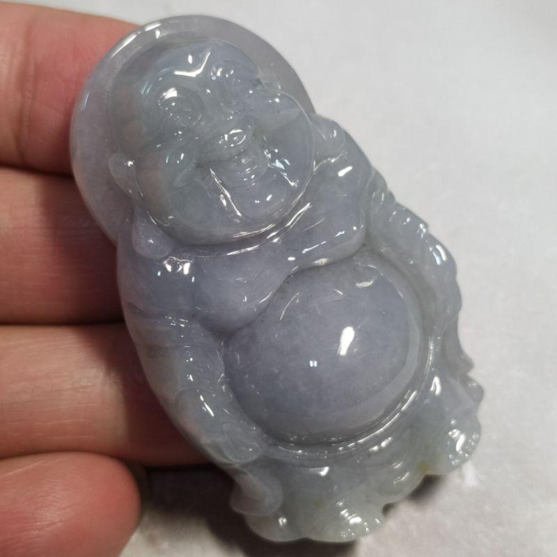 😁有福相伴😁天然緬甸玉A貨翡翠-紫羅蘭 立體精雕 彌勒佛/站佛/自在佛 現貨實拍優惠特價【92jade 遇見善緣】-細節圖2