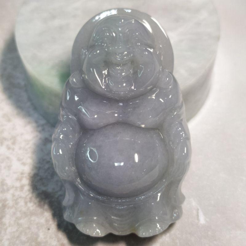 😁有福相伴😁天然緬甸玉A貨翡翠-紫羅蘭 立體精雕 彌勒佛/站佛/自在佛 現貨實拍優惠特價【92jade 遇見善緣】-細節圖3
