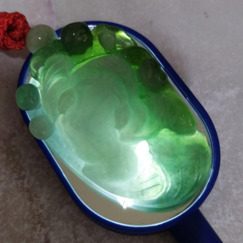 🐸招財納福🐸天然緬甸玉A貨翡翠-油青雙色 精雕 三腳金蟾 現貨實拍優惠特價【92jade 遇見善緣】-細節圖2