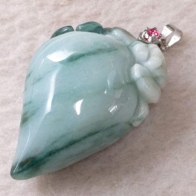 🦇福壽雙全🍑天然緬甸玉 A貨翡翠-飄藍花 立體精雕 蝙福/壽桃 現貨實拍優惠特價【92jade 遇見善緣】-細節圖4