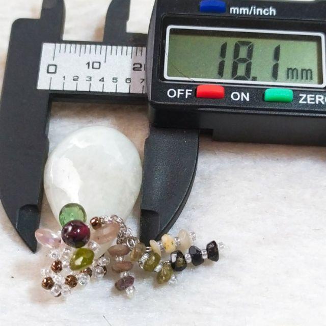 🌸碧璽花 墬頭🌸天然緬甸玉 A貨翡翠-白冰 水滴 鑲 碧璽花 墬頭 玉水滴 水滴墬-細節圖8