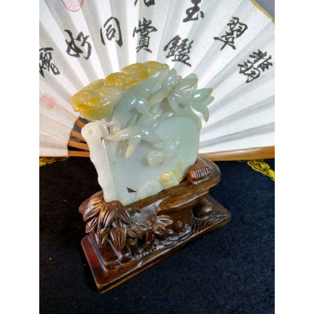 👑特惠👑天然緬甸玉A貨翡翠-黃翡 精雕 花好月圓、鳥語花香、節節高 擺件 附證書【92jade 遇見善緣】現貨特惠-細節圖6