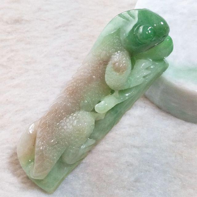 🦎今非昔比🦎天然緬甸玉 A貨翡翠-三彩 立體精雕 蜥蜴(變色龍) 小擺件【92jade 遇見善緣】現貨特惠-細節圖4