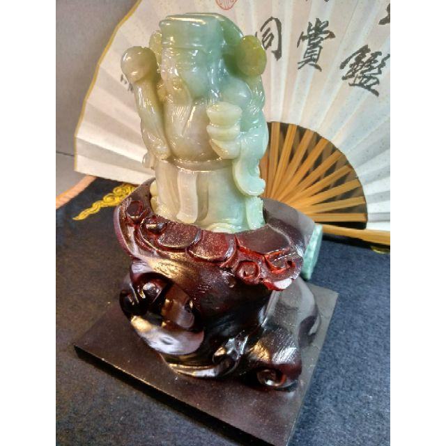 💰財神到 招財開運💰天然緬甸玉 A貨 翡翠 黃翡 立體精雕 財神 財神爺 玉財神 擺件 附底座 現貨特價【92jade】-細節圖5