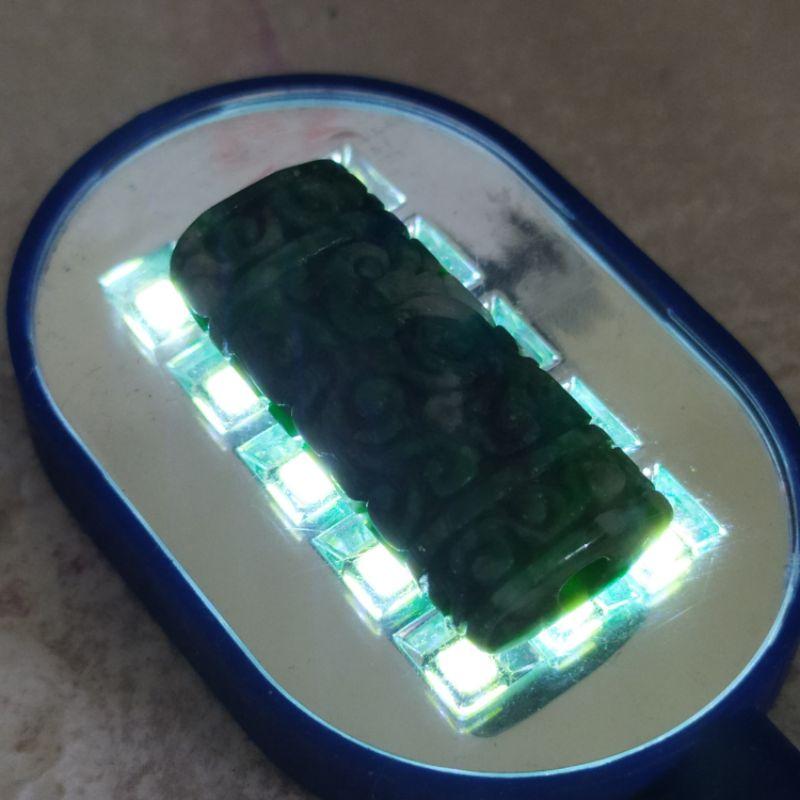 🌷花青翎管☘️天然緬甸玉A貨翡翠-花青 精雕 古雲紋 翎管 路路通 現貨實拍優惠特價【92jade 遇見善緣】-細節圖3