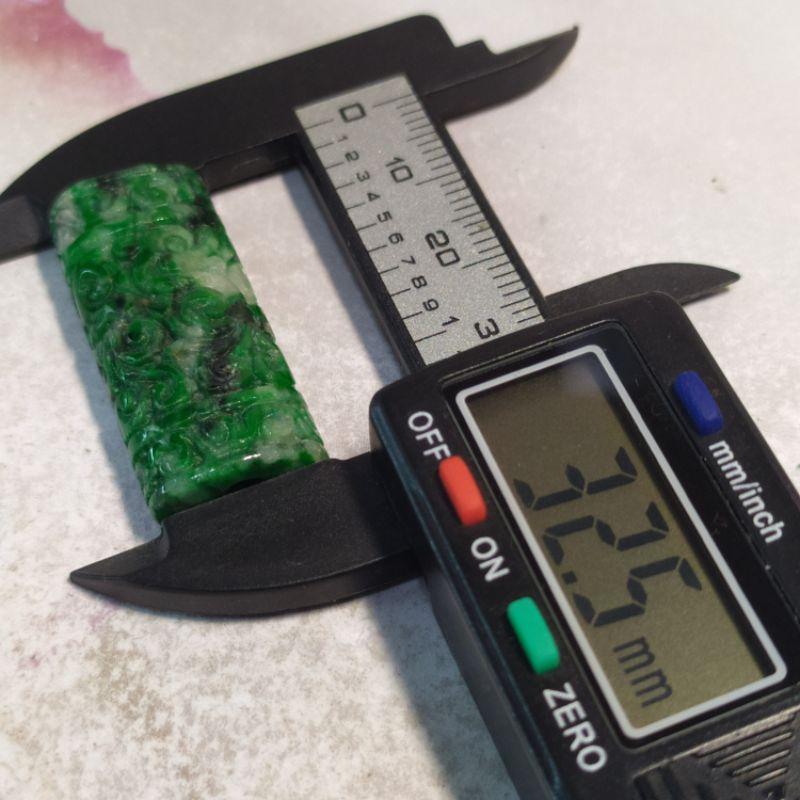 🌷花青翎管☘️天然緬甸玉A貨翡翠-花青 精雕 古雲紋 翎管 路路通 現貨實拍優惠特價【92jade 遇見善緣】-細節圖8