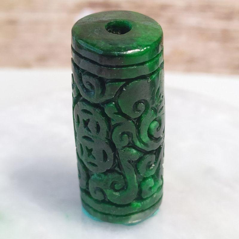 🤹翎管路路通🤹滿綠 干青 古雲紋 翎管 路路通 現貨實拍優惠特價【92jade 遇見善緣】玉翎管-細節圖2