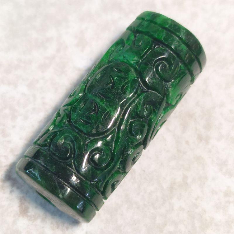 🤹翎管路路通🤹滿綠 干青 古雲紋 翎管 路路通 現貨實拍優惠特價【92jade 遇見善緣】玉翎管-細節圖4