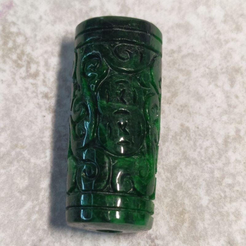 🤹翎管路路通🤹滿綠 干青 古雲紋 翎管 路路通 現貨實拍優惠特價【92jade 遇見善緣】玉翎管-細節圖5