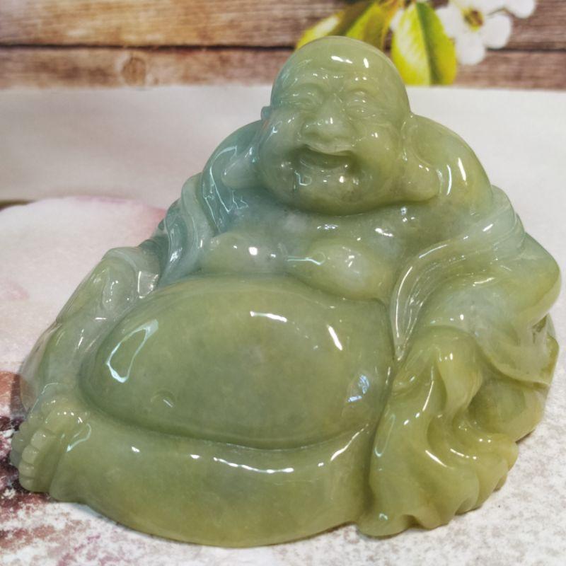 😁有福相伴😁天然緬甸玉 A貨翡翠-豆綠 精雕 佛公/笑彌勒 擺件 現貨實拍優惠特價【92jade 遇見善緣】-細節圖3