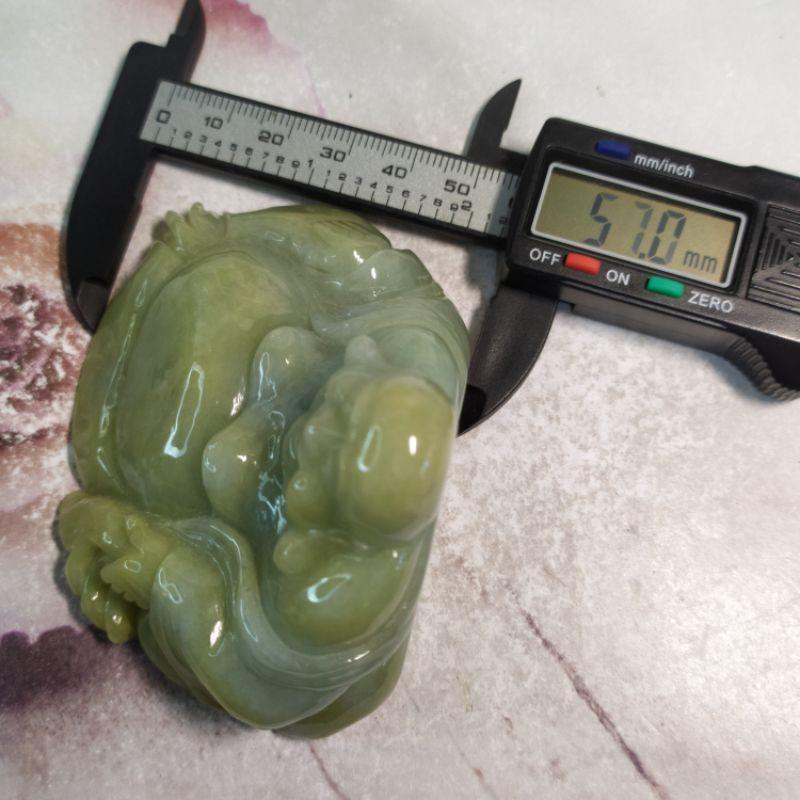 😁有福相伴😁天然緬甸玉 A貨翡翠-豆綠 精雕 佛公/笑彌勒 擺件 現貨實拍優惠特價【92jade 遇見善緣】-細節圖7