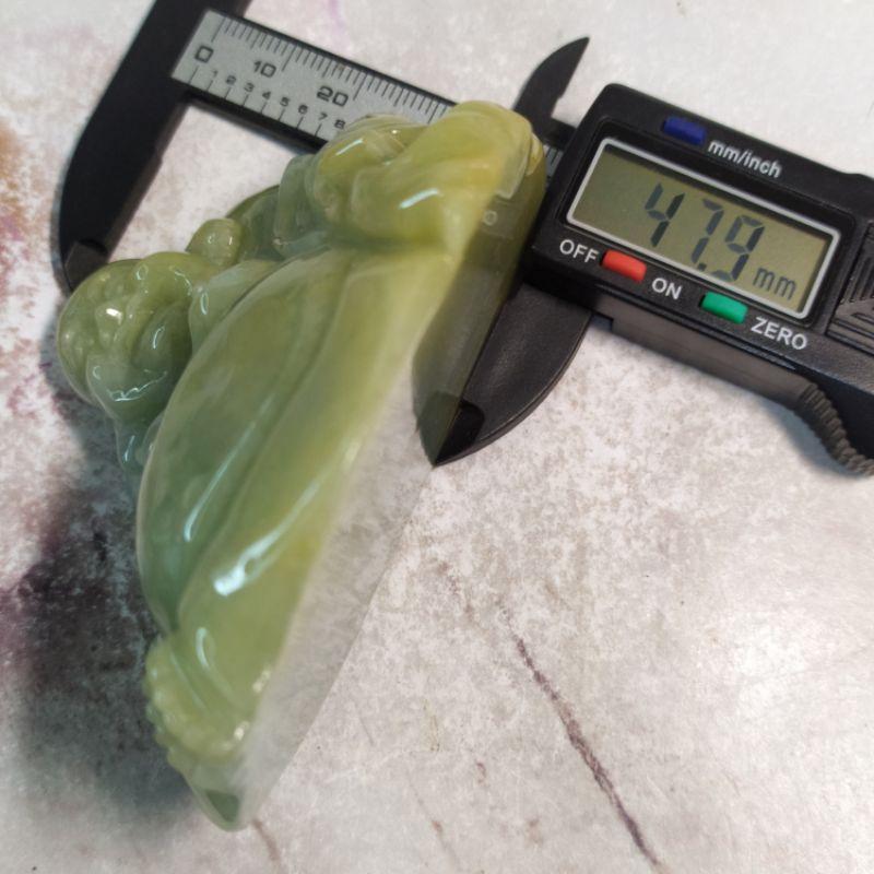 😁有福相伴😁天然緬甸玉 A貨翡翠-豆綠 精雕 佛公/笑彌勒 擺件 現貨實拍優惠特價【92jade 遇見善緣】-細節圖9