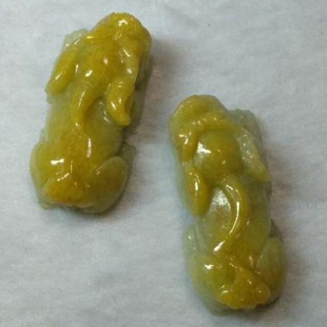 💱招財神獸💱天然緬甸玉A貨翡翠-黃翡 金錢如意 貔貅 一對【92jade 遇見善緣】-細節圖3
