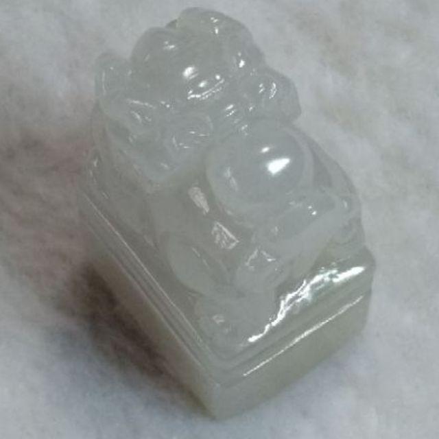 🦁事業如意🦁天然緬甸玉A貨翡翠-冰淡紫 獅子戲球  印章/印材 【92jade 就愛翡翠】翡翠印章 翡翠擺件-細節圖4