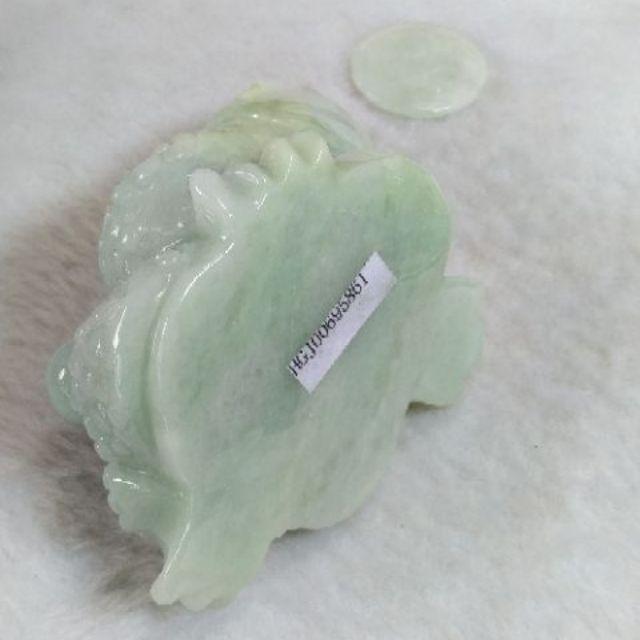🐸招財聚寶🐸天然緬甸玉A貨翡翠-豆綠 立體精雕 三腳金蟾 擺件(附證書)現貨實拍優惠特價【92jade 遇見善緣】-細節圖4