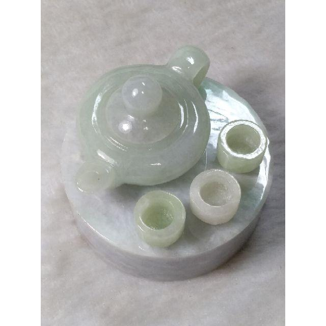 🎐遇見幸福🎐天然緬甸玉A貨翡翠-帶底色 玉壺組 擺件 現貨實拍優惠特價【92jade 遇見善緣】-細節圖3