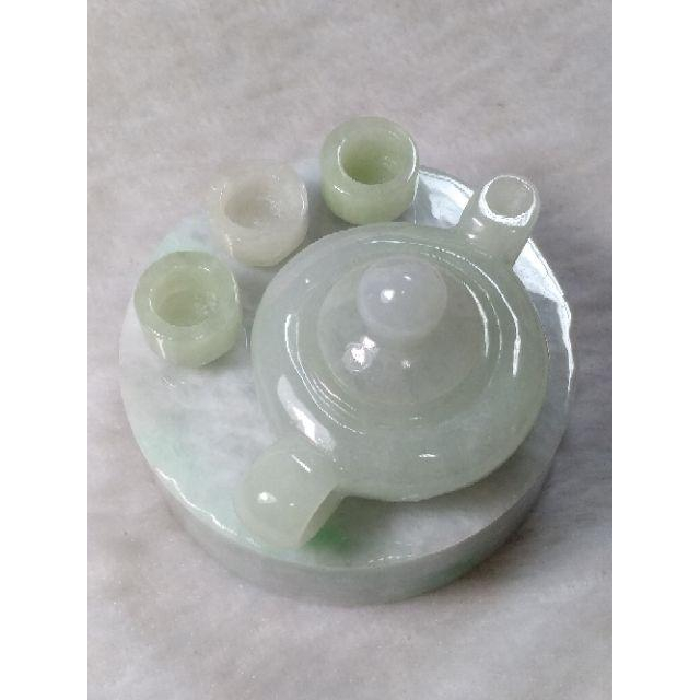 🎐遇見幸福🎐天然緬甸玉A貨翡翠-帶底色 玉壺組 擺件 現貨實拍優惠特價【92jade 遇見善緣】-細節圖4