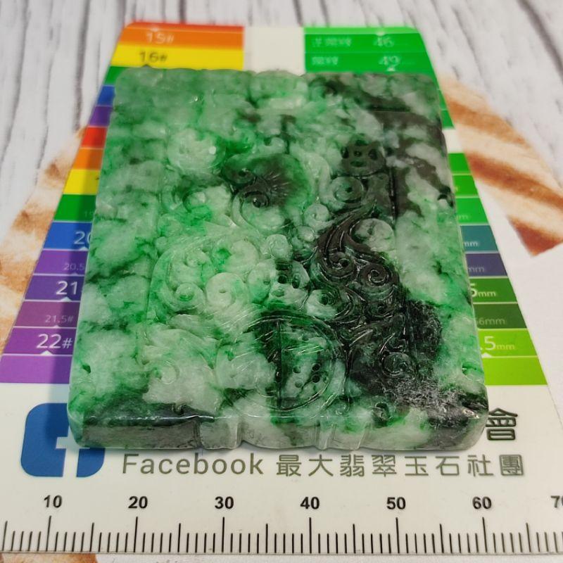 🌷幸福安康☘️天然緬甸玉 A貨 翡翠 花青 裸空精雕 雕花 福字 仿古牌 現貨實拍優惠特價【92jade 遇見善緣】玉牌-細節圖5