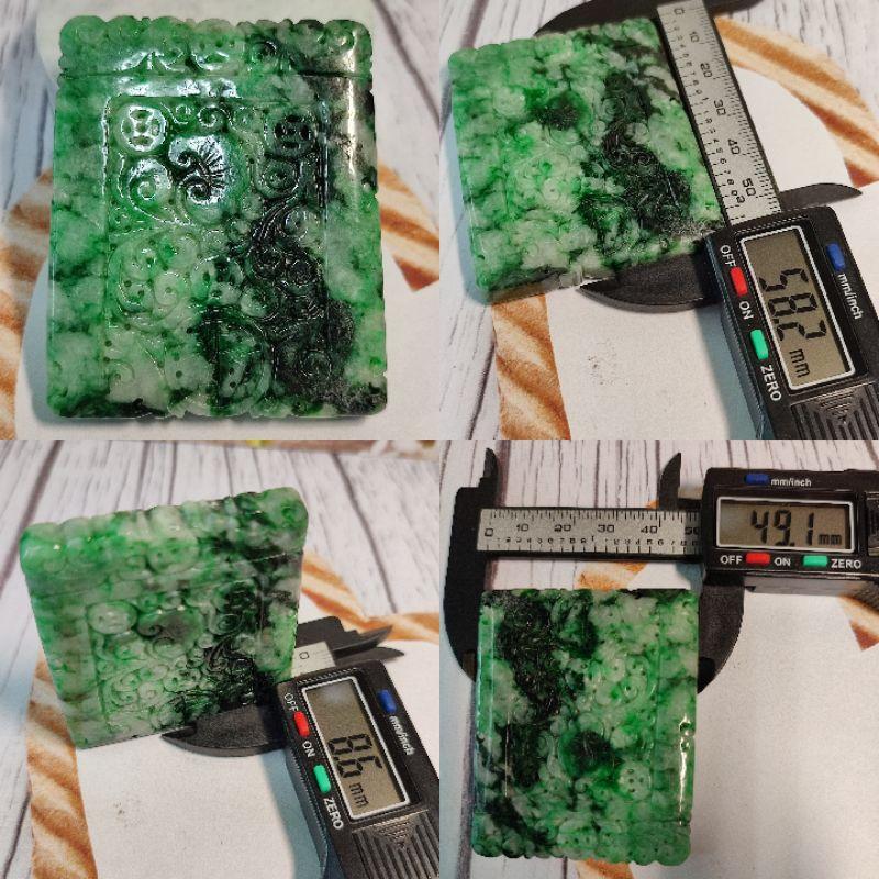 🌷幸福安康☘️天然緬甸玉 A貨 翡翠 花青 裸空精雕 雕花 福字 仿古牌 現貨實拍優惠特價【92jade 遇見善緣】玉牌-細節圖9