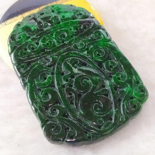 🐉天官賜福 福在眼前🦇天然緬甸玉 A貨 翡翠 干青 精雕 古龍 蝙福 仿古牌 玉牌 現貨特惠-細節圖2