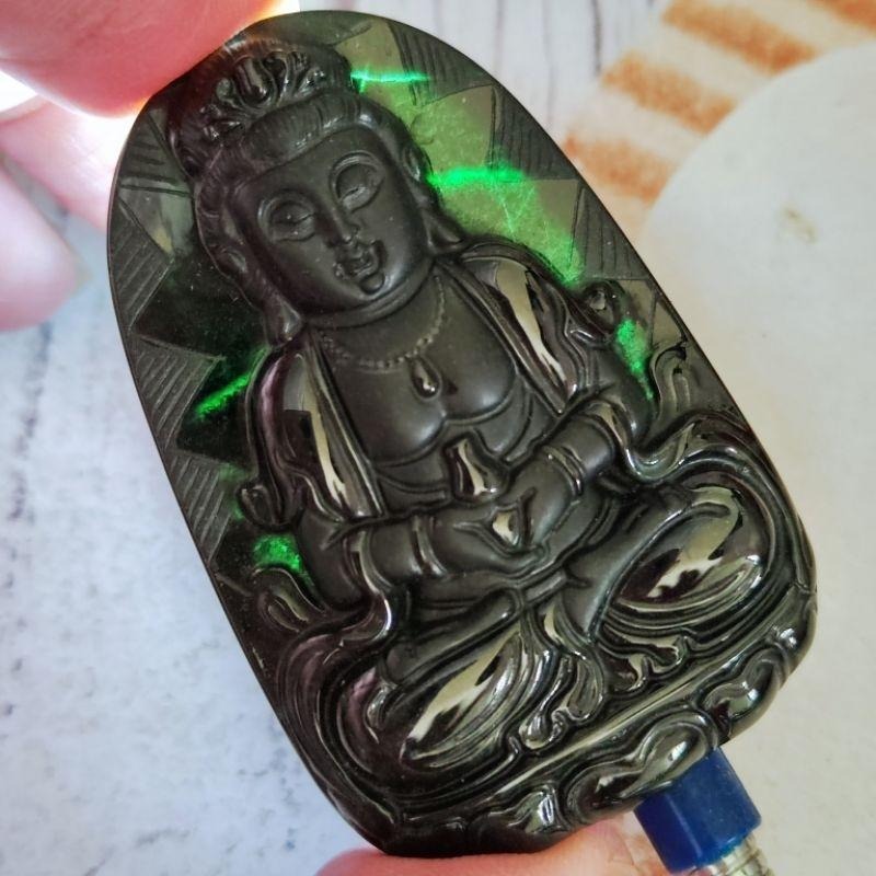 🙏慈悲普渡🙏天然緬甸玉 A貨 翡翠 墨翠 觀音 正莊觀音 玉觀音 墨翠觀音 現貨特價【92jade 遇見善緣】-細節圖2
