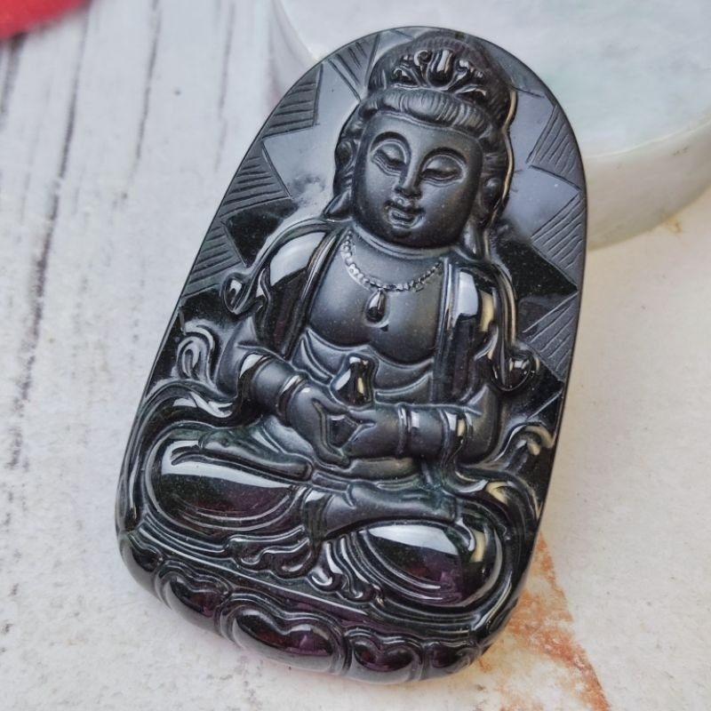 🙏慈悲普渡🙏天然緬甸玉 A貨 翡翠 墨翠 觀音 正莊觀音 玉觀音 墨翠觀音 現貨特價【92jade 遇見善緣】-細節圖3