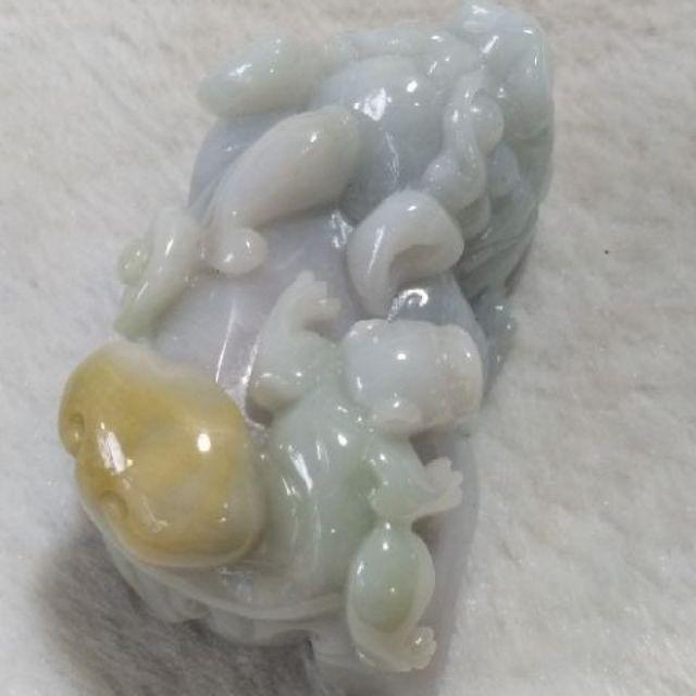 💰招財納福💰天然緬甸玉 A貨 翡翠 紫蘿蘭帶灑金 貔貅 玉貔貅 母子貔貅 擺件 現貨特惠【92jade 遇見善緣】-細節圖2