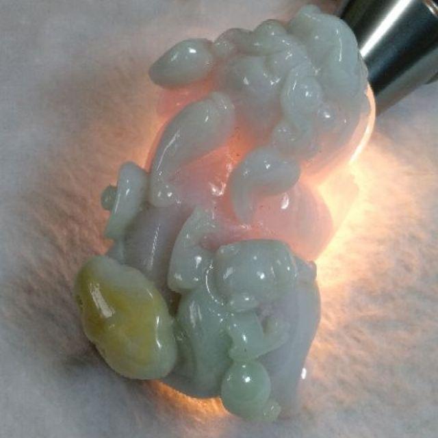 💰招財納福💰天然緬甸玉 A貨 翡翠 紫蘿蘭帶灑金 貔貅 玉貔貅 母子貔貅 擺件 現貨特惠【92jade 遇見善緣】-細節圖7