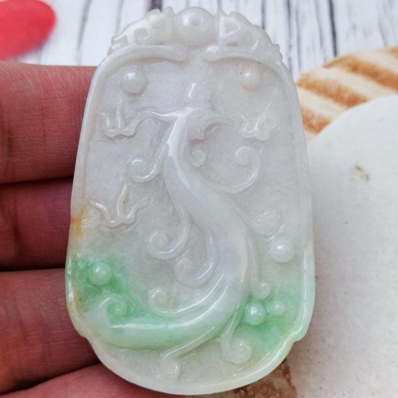 🐉龍鳳呈祥🐉天然緬甸玉 A貨 翡翠 白底青 雙面雕工 龍 鳳 龍鳳牌 玉龍鳳  jade 就愛翡翠 翡翠龍鳳-細節圖2