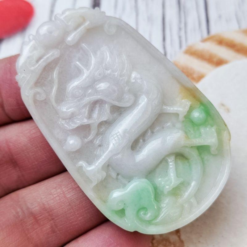 🐉龍鳳呈祥🐉天然緬甸玉 A貨 翡翠 白底青 雙面雕工 龍 鳳 龍鳳牌 玉龍鳳  jade 就愛翡翠 翡翠龍鳳-細節圖4