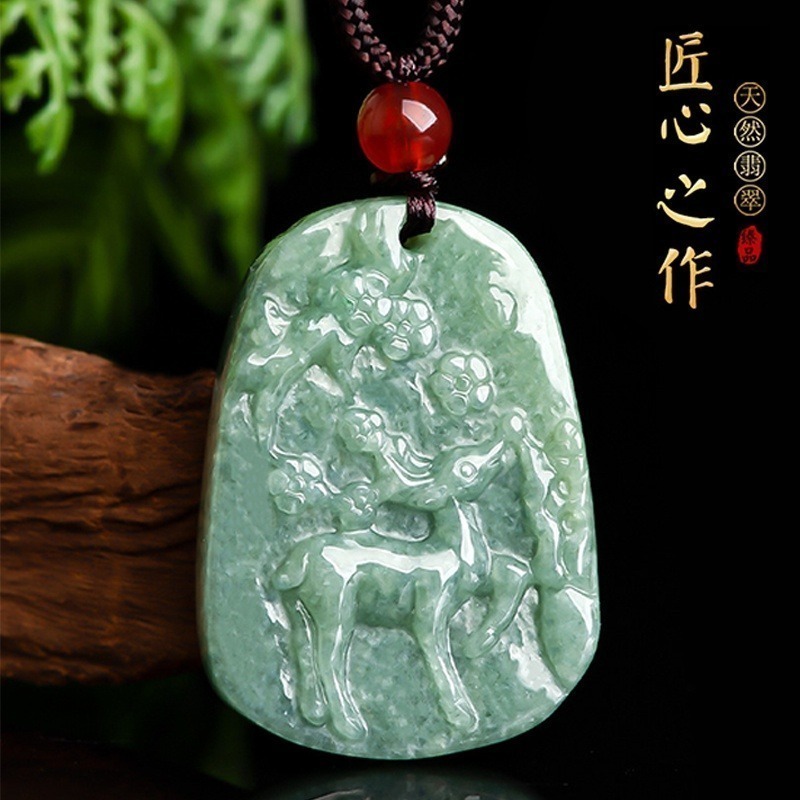 一鹿有你項錬吊墜 小鹿冰種鈺石吊飾 男女款（附證書）天然A貨翡翠-細節圖2