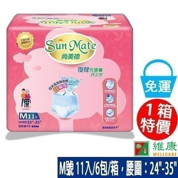 （兩箱送看護墊兩包）尚美德 復健方便褲 M/L/XL號  SunMate成人紙尿褲 免運415-細節圖2