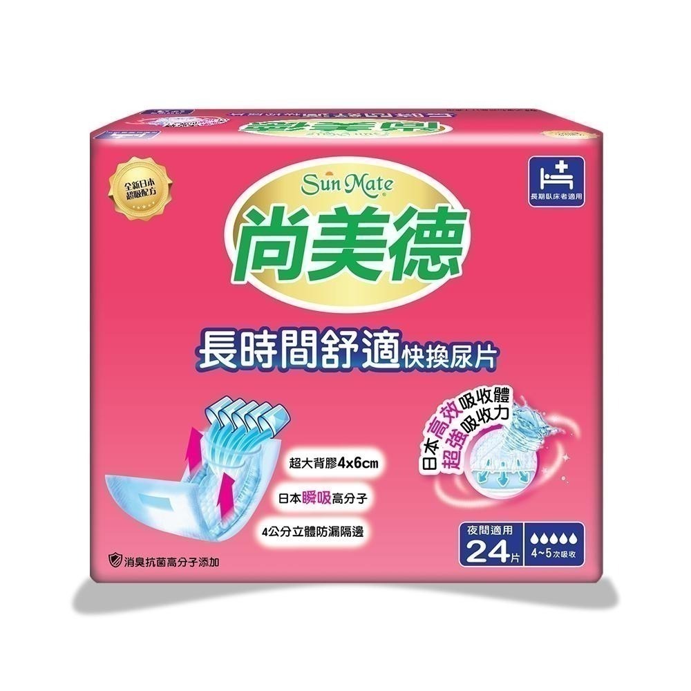 （一箱送酒精濕巾兩包）尚美德 長時間舒適快換尿片 24片/6包/箱 維康 SunMate  免運715-細節圖2
