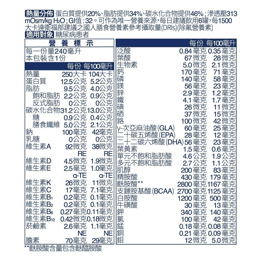 （加贈2罐）百仕可鉻護糖尿病營養素240ml*24罐/箱(特字號)    維康 免運 限時促銷-細節圖2