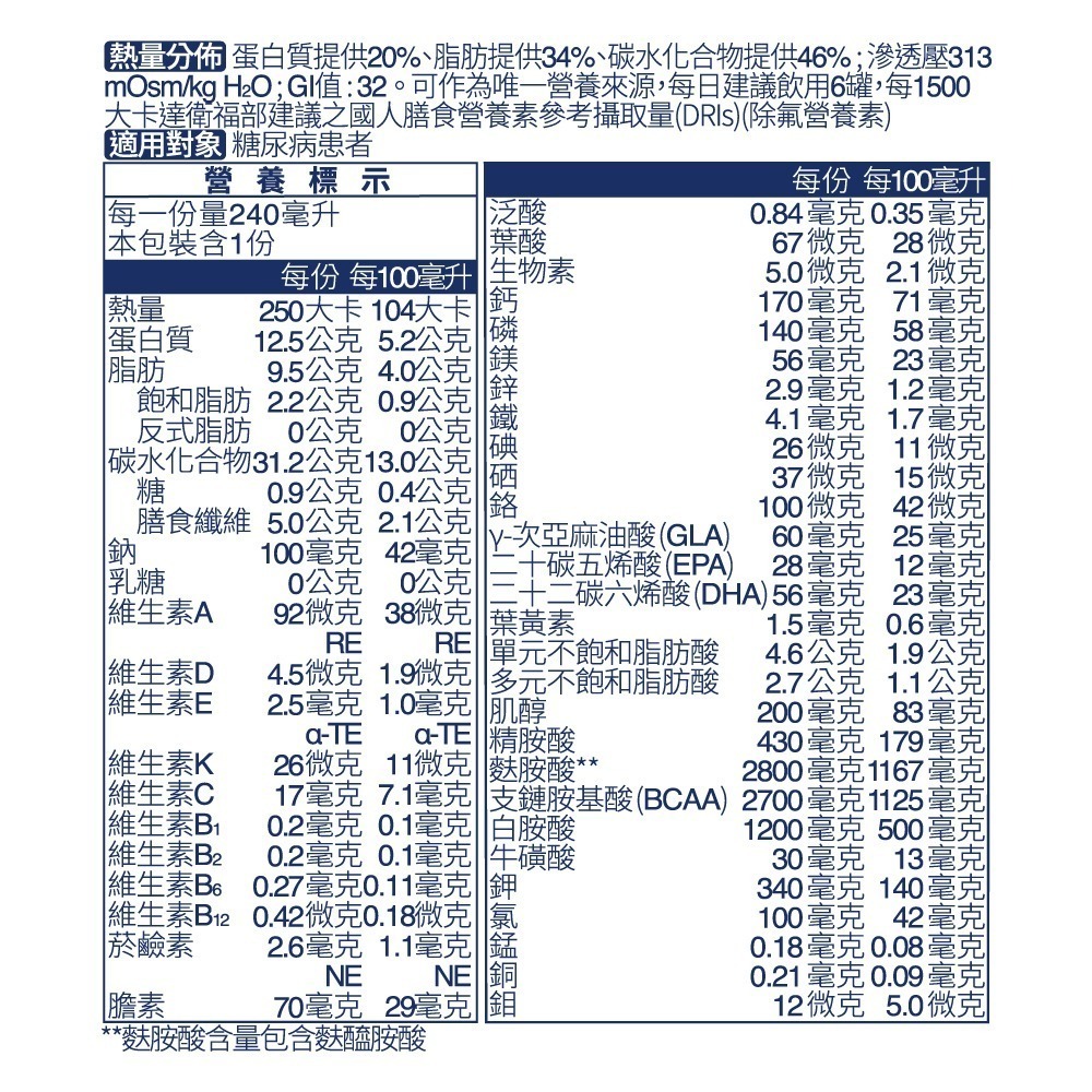 （加贈2罐）百仕可鉻護糖尿病營養素240ml*24罐/箱(特字號)    維康 免運 限時促銷1231-細節圖2